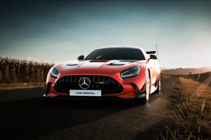 Фотореалистичный 3D-рендер Mercedes для сайта аренды авто