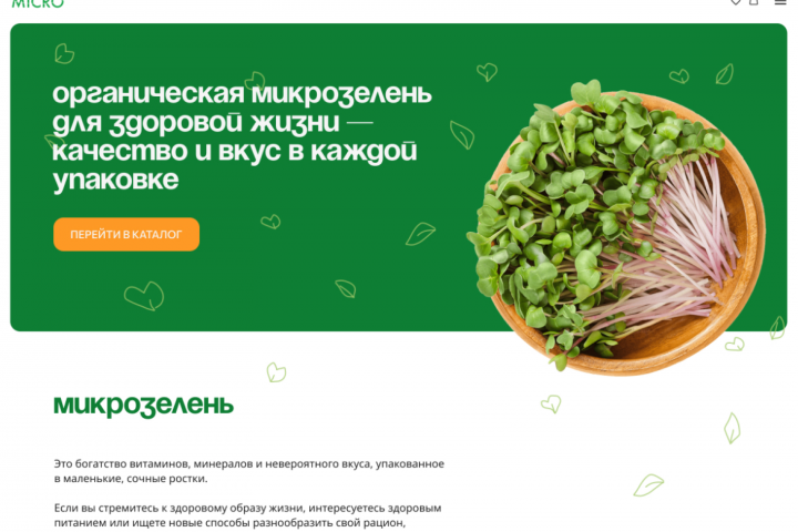 Интернет-магазин для продажи микрозелени