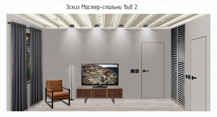 3D Коллаж, спальня в доме 132 кв.м