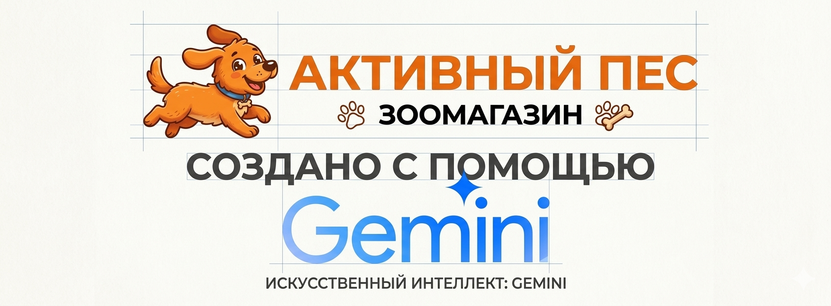 ИИ - гемини логотип для зоомагазина активный пес
