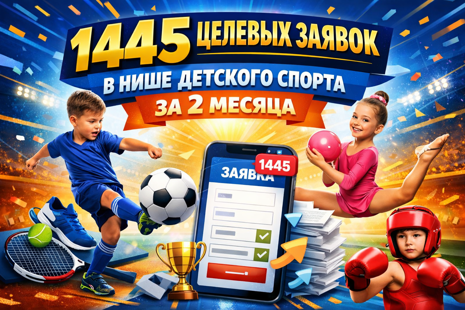 1445 целевых заявок в нише детского спорта за 2 месяца