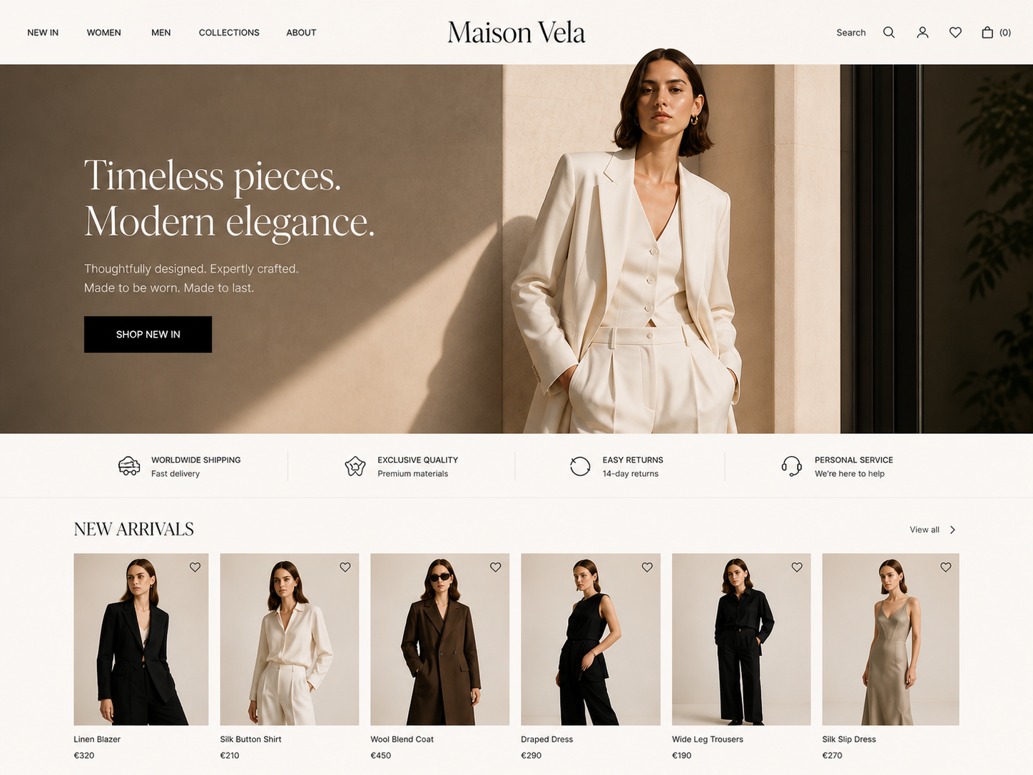 Maison Vela — премиальный UI/UX-дизайн fashion e-commerce