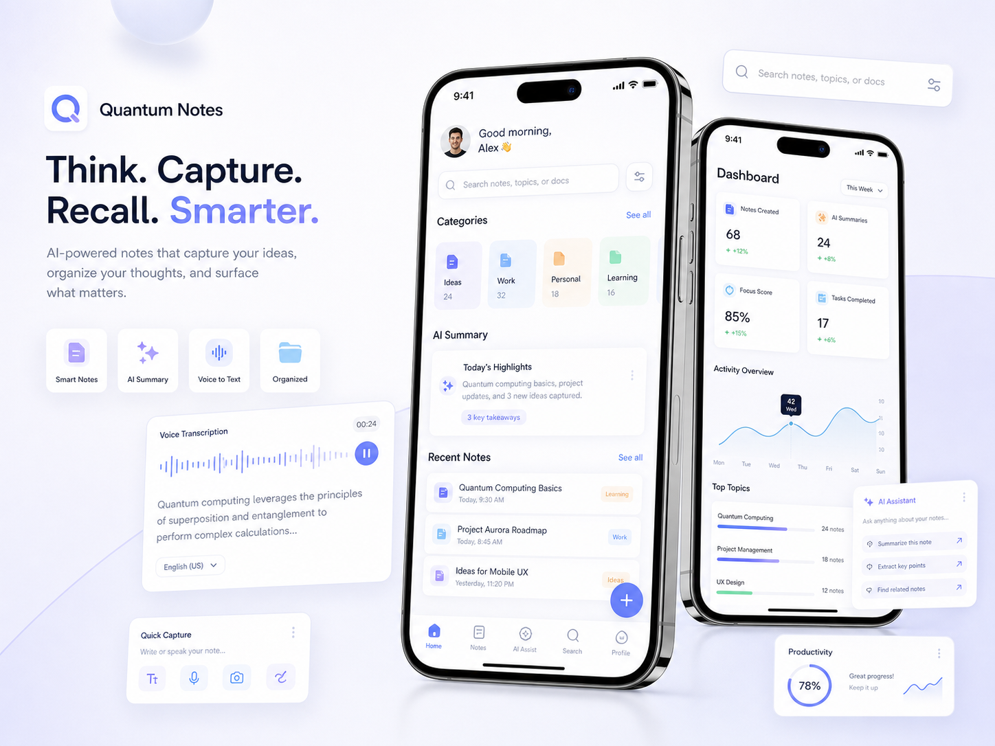Quantum Notes — минималистичное AI-приложение для заметок