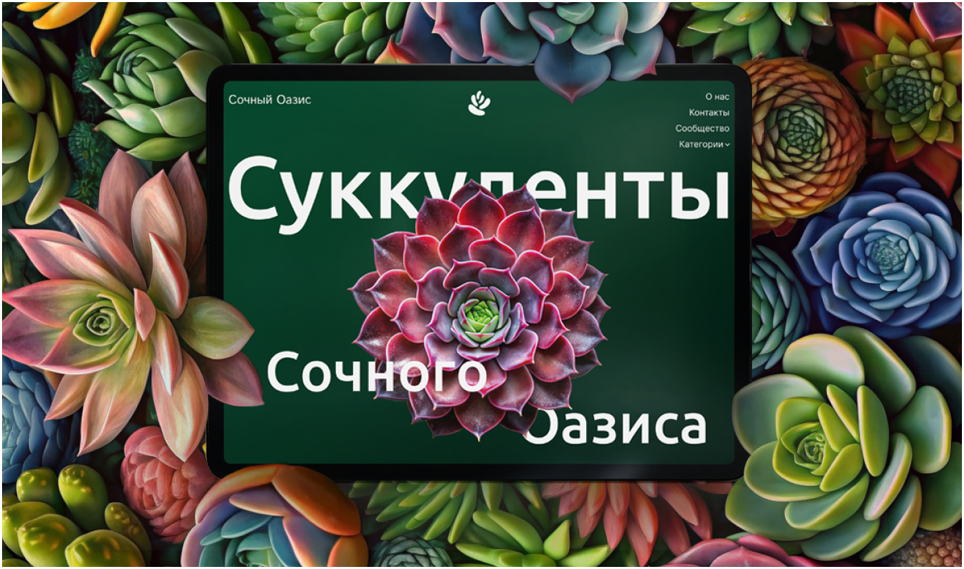 Дизайн лендинга для продажи суккулентов «Сочный Оазис»