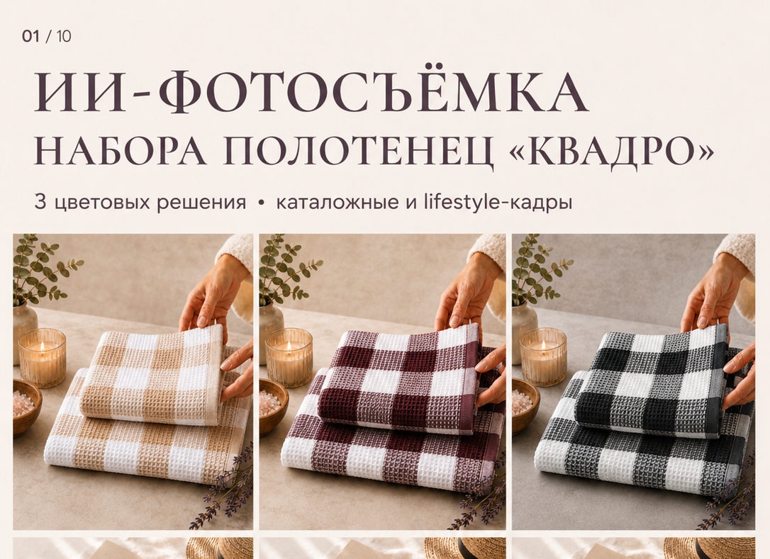 ИИ Фотосъёмка Набора полотенец "Квадро"