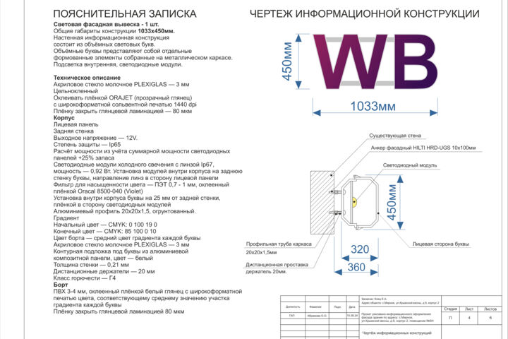 Дизайн проект размещения информационной конструкции