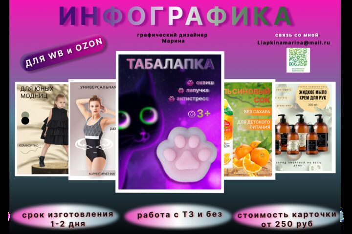 Создание инфографики, визиток, метрик