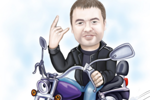 Шарж на мотоцикле