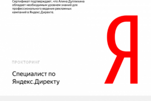 Сертификат Яндекс Директ с прокторингом