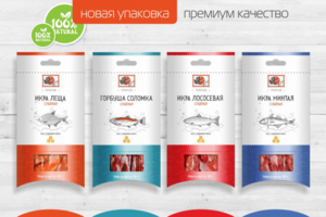 дизайн линейки упаковок для рыбных снеков