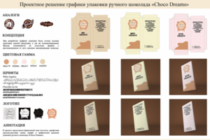 Проектное решение графики упаковки шоколада "Choco Dreams"