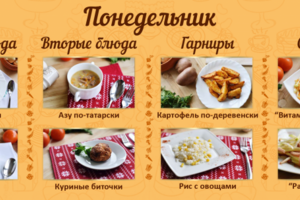 Оформление меню для сайта доставки обедов