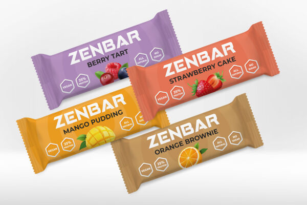 Дизайн логотипа линейки упаковки протеиновых батончиков Zenbar Vegan