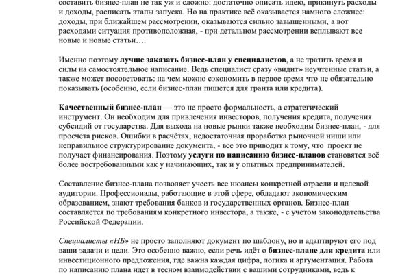 Статья с CEO "Почему лучше заказать бизнес-план у специалистов, а не писать самому"