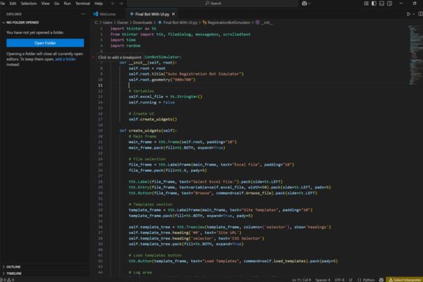 Browser automation script, bot development