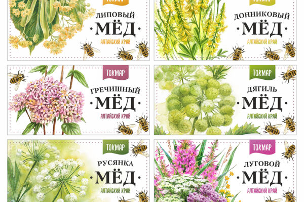 Этикетки для мёда разных сортов