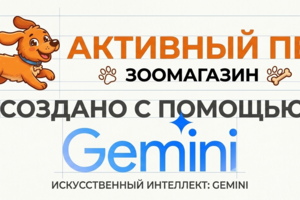 ИИ - гемини логотип для зоомагазина активный пес