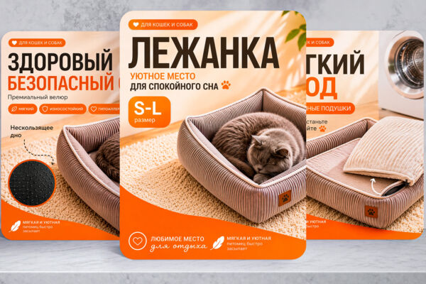 Карточки товара для лежанок для кошек и собак (Wildberries)