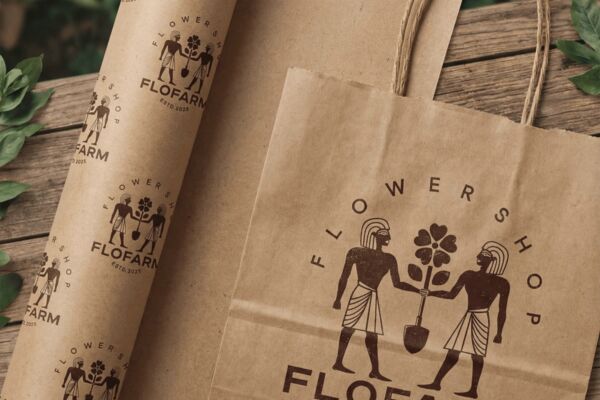 Логотип и фирменный стиль для цветочной фермы и бутика Flow Farm