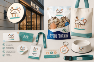 Логотип ThePet разработан для бренда товаров и лакомств для домашних животных,
